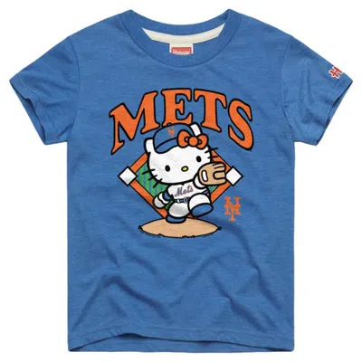 Homage Kids' Youth  Royal New York Mets Hello Kitty X Mlb Tri-blend T-shirt In Blue