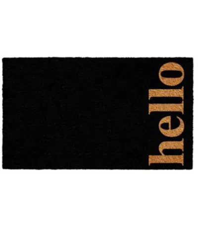 Home & More Home More Vertical Hello Coir Vinyl Doormats In Black