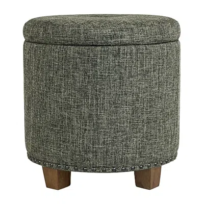 Homepop Kinfine  Luxury Small Storage Ottoman In Green
