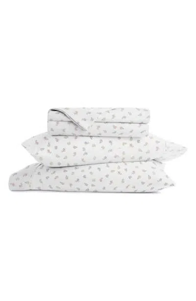 Homespun Kaycie Tricolor Floral Microfiber Sheet Set In White