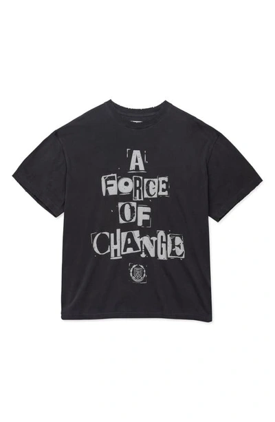 Honor The Gift A Force Of Change Oversize Cotton Graphic T-shirt In Black