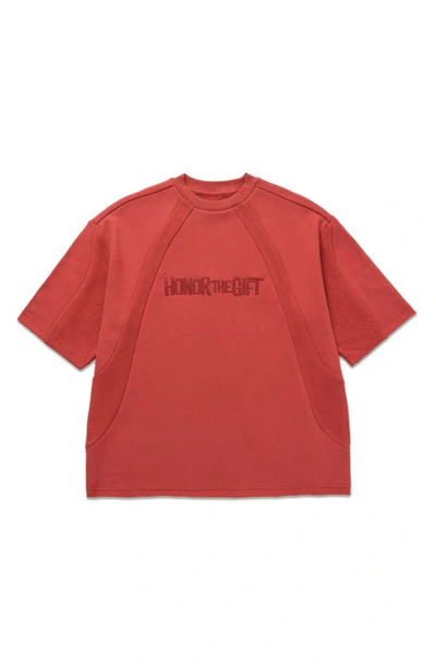 Honor The Gift Panel Terry Short Sleeve Sweatshirt In Brick