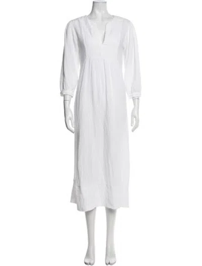 Pre-owned Honorine V-neck Long Dress In White