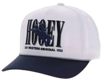 Hooey Wild Ride Embroidered Logo Hat In White/navy