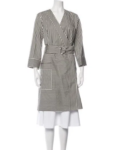 Pre-owned Hope Striped Coat In White