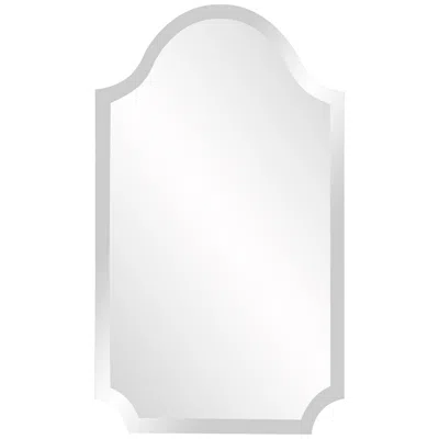 Howard Elliott Frameless Scalloped 16"x27" Wall Mirror In Silver
