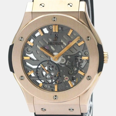 Pre-owned Hublot Grey 18k Rose Gold Classic Fusion 545.ox.0180.lr Manual Winding Men's Wristwatch 42 Mm