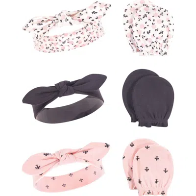 Hudson Baby Cotton Headband And Scratch Mitten Set In Multi