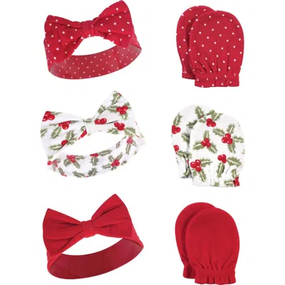 Hudson Baby Cotton Headband And Scratch Mitten Set In Multi