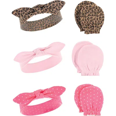 Hudson Baby Cotton Headband And Scratch Mitten Set In Multi