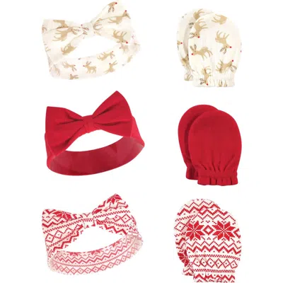 Hudson Baby Cotton Headband And Scratch Mitten Set In Multi