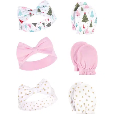 Hudson Baby Cotton Headband And Scratch Mitten Set In Multi
