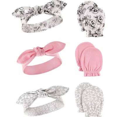 Hudson Baby Cotton Headband And Scratch Mitten Set In Multi