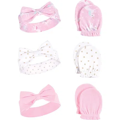 Hudson Baby Cotton Headband And Scratch Mitten Set In Multi