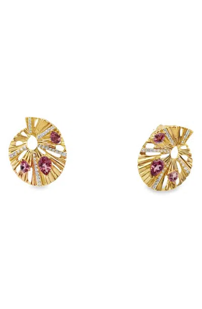 Hueb Bahia 18k Gold Diamond & Stone Stud Earrings