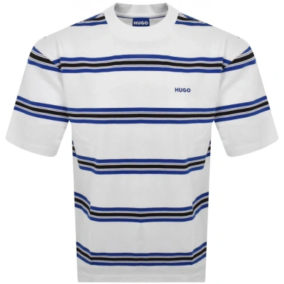 Hugo Blue Natinolo Striped T Shirt White