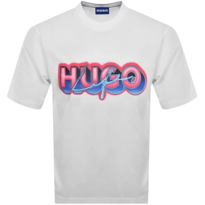 Hugo Blue Nillumi Crew Neck T Shirt White