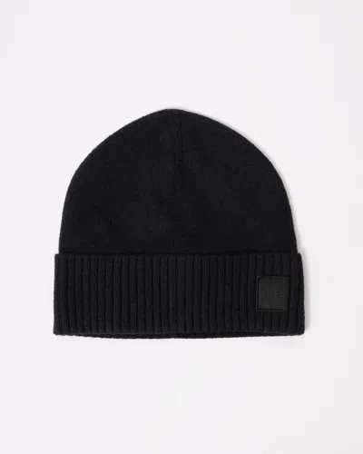 Hugo Boss Akaio R Mens Beanie With Logo Label In Blue