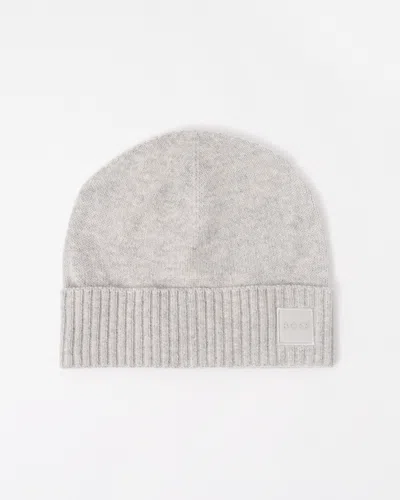 Hugo Boss Akaio R Mens Beanie With Logo Label In Gray