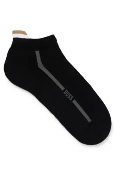 Hugo Boss Ankle-length Socks With Signature Stripe And Branding In Black