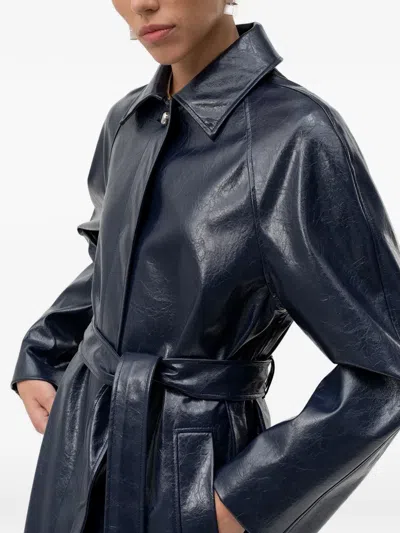 Hugo Boss Belted Crinkled-finish Coat In Multi