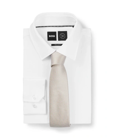 Hugo Boss Boss By  Men's All-over Jacquard Pattern Tie In Light Beige
