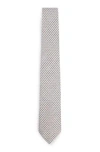 Hugo Boss Dot-print Tie In Linen And Cotton In Gray