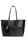 Hugo Boss Faux-leather Shopper Bag With Detachable Pouch In Black