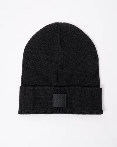 Hugo Boss Foxxy Mens Tonal Logo Beanie In Black 001