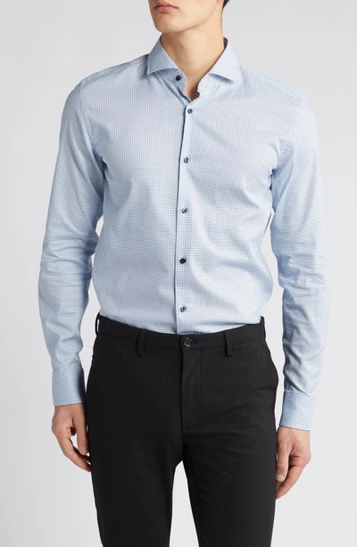 Hugo Boss Hank Slim Fit Geo Print Stretch Cotton Dress Shirt In Light Blue
