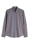 Hugo Boss Liam Kent Regular Fit Check Stretch Cotton Button-up Shirt In Beige/ Khaki