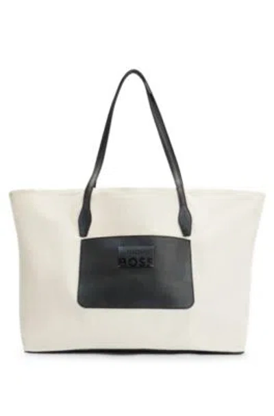 Hugo Boss Naomi X Boss Leather-trimmed Shopper Bag With Detachable Pouch In White