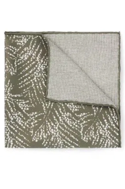 Hugo Boss Pocket Square In Pure Silk With Digital Print In Green