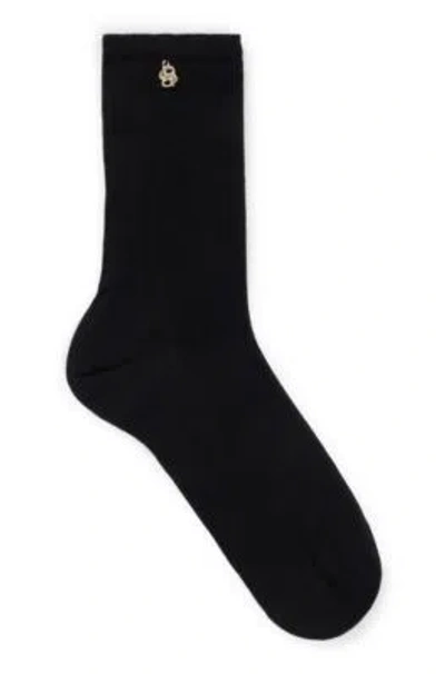 Hugo Boss Regular-length Socks With Metallic Double Monogram In Black