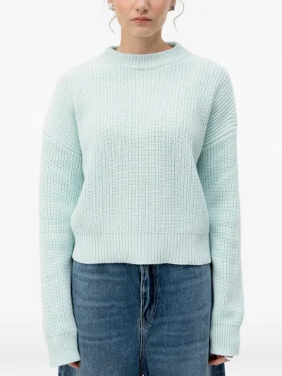 Hugo Boss Ribbed-knit Drop-shoulder Sweater In Blue