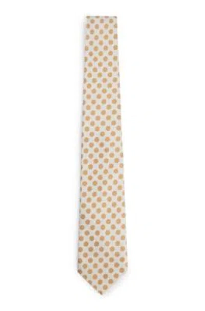 Hugo Boss Silk-jacquard Tie With Dot Motif In Light Beige