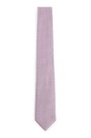 Hugo Boss Silk Tie With Jacquard-woven Micro Pattern In Purple