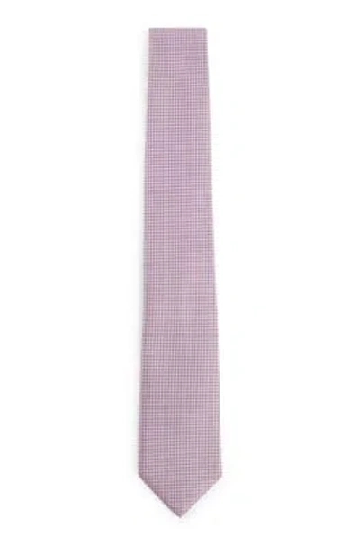 Hugo Boss Silk Tie With Jacquard-woven Micro Pattern In Purple