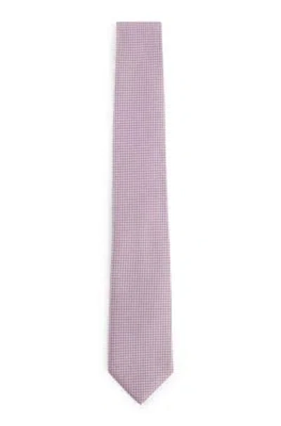 Hugo Boss Silk Tie With Jacquard-woven Micro Pattern In Light Pink