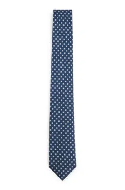 Hugo Boss Silk Tie With Jacquard-woven Pattern In Blue