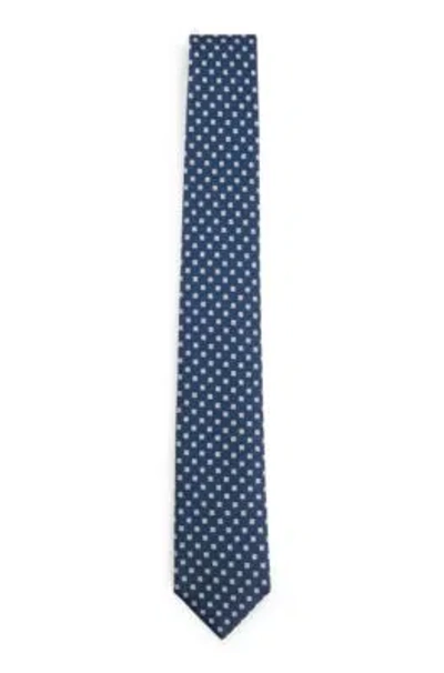 Hugo Boss Silk Tie With Jacquard-woven Pattern In Dark Blue