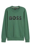 Hugo Boss Soleri Logo Cotton Sweatshirt In Open Green