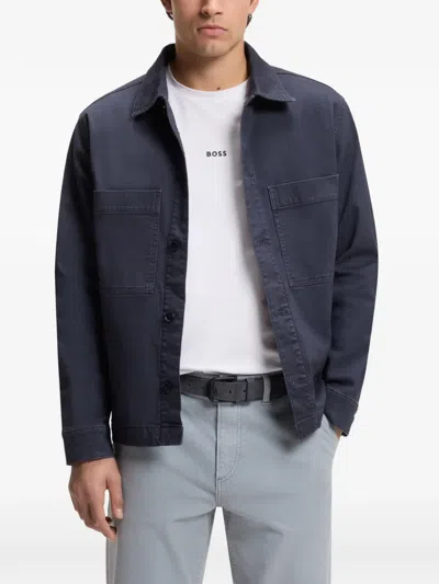 Hugo Boss Suede Belt With Logo Keeper In Blue