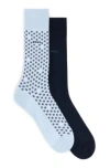 Hugo Boss Two-pack Of Regular-length Socks In Light Blue