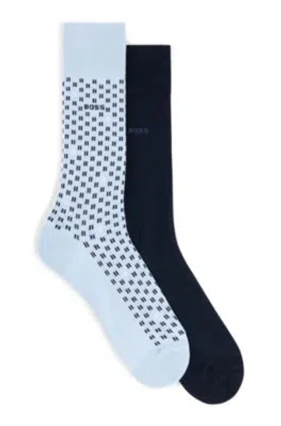 Hugo Boss Two-pack Of Regular-length Socks In Light Blue