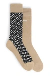 Hugo Boss Two-pack Of Regular-length Socks In Khaki