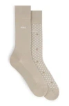 Hugo Boss Two-pack Of Regular-length Socks In Khaki