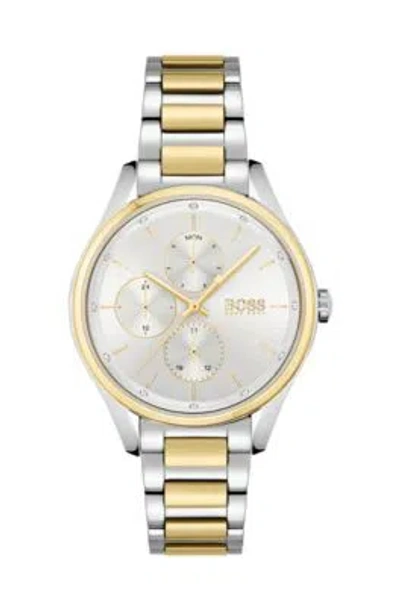 Hugo Boss Two-tone Watch With Crystals And Link Bracelet Women's Watches In Assorted-pre-pack