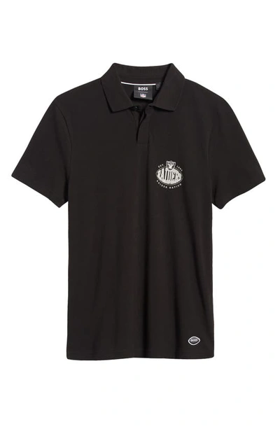 Hugo Boss X Nfl Cotton Polo In Las Vegas Raiders Black