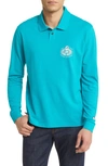 Hugo Boss Boss X Nfl Patlong Long Sleeve Piqué Polo In Miami Dolphins Open Green